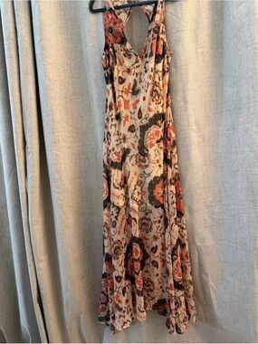 ASOS Floral V-Neck Maxi Dress in Cream and Rust
